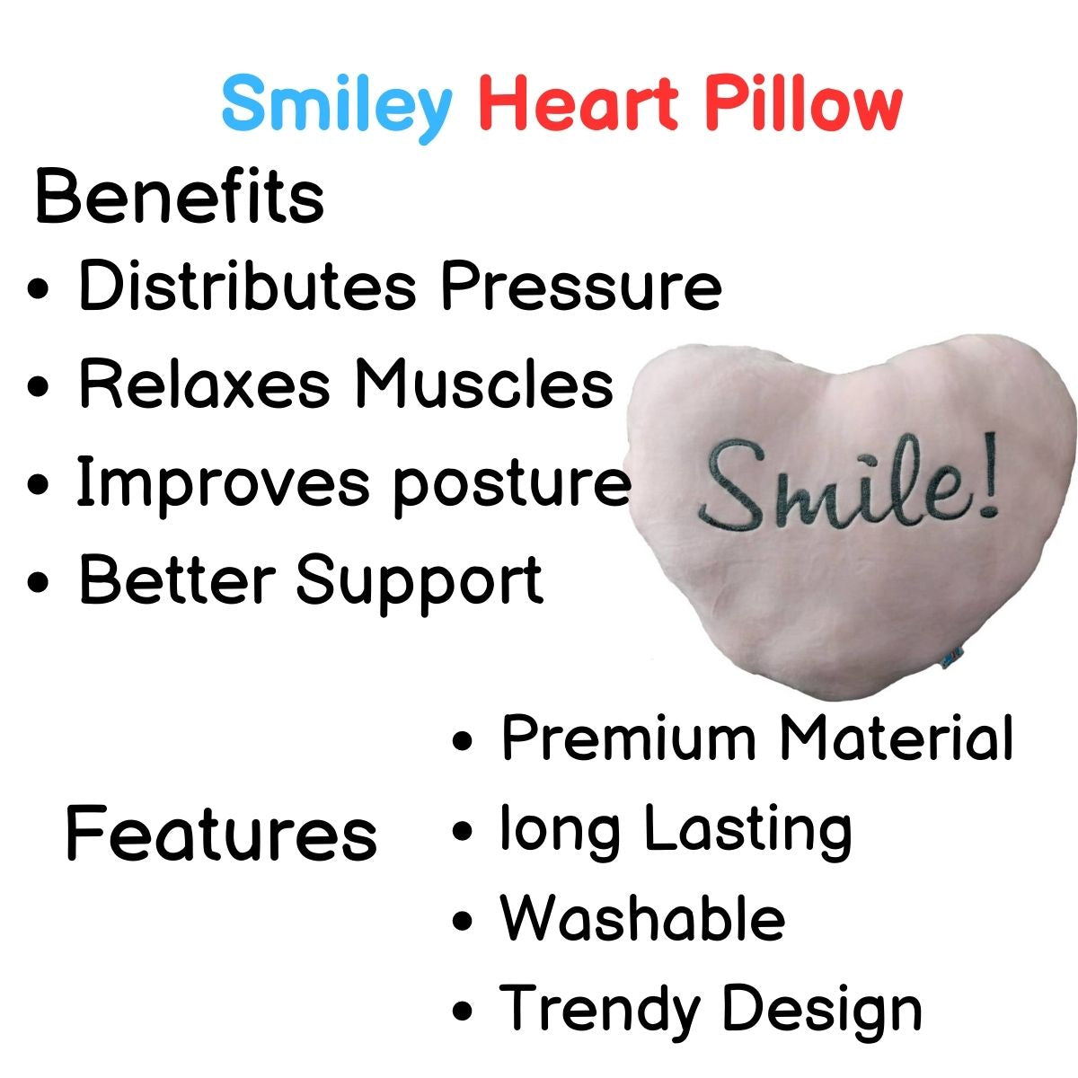 Smiley Heart Pillow