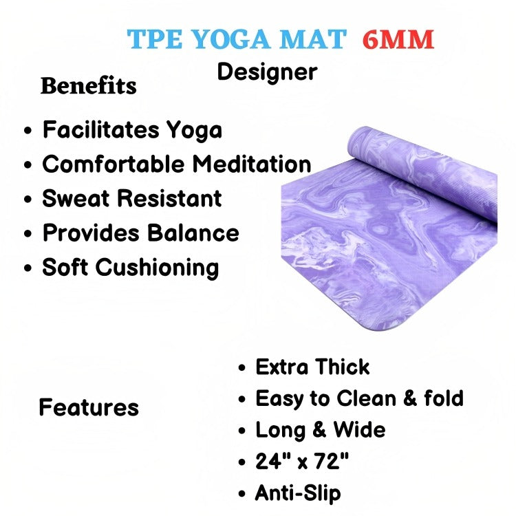TPE Designer Yoga Mat 6mm (Assorted)