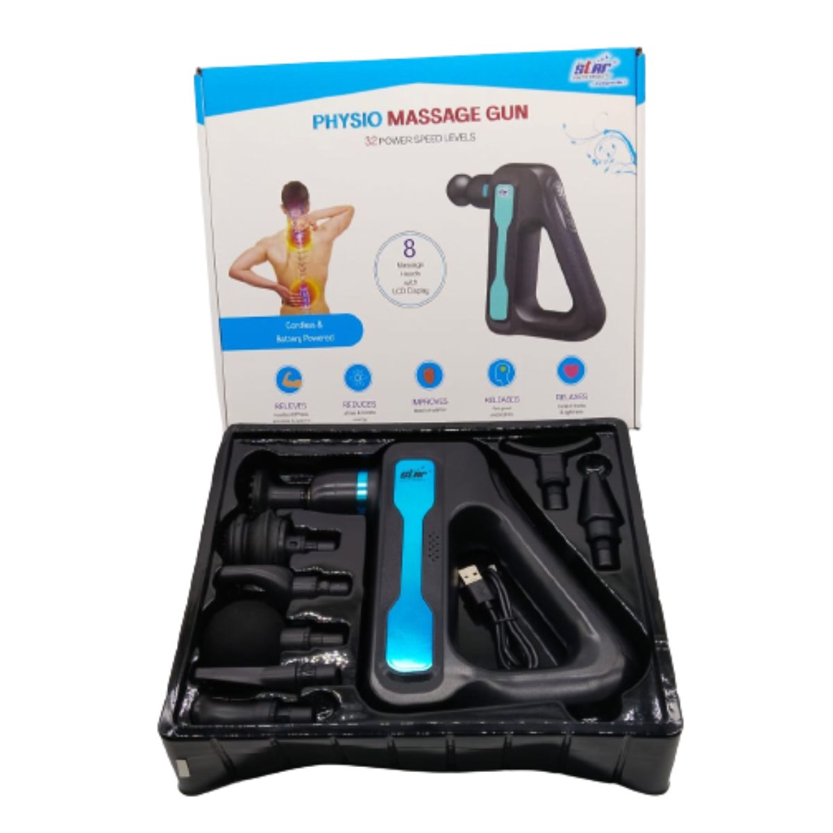 Physio Massage Gun with 8 attachments