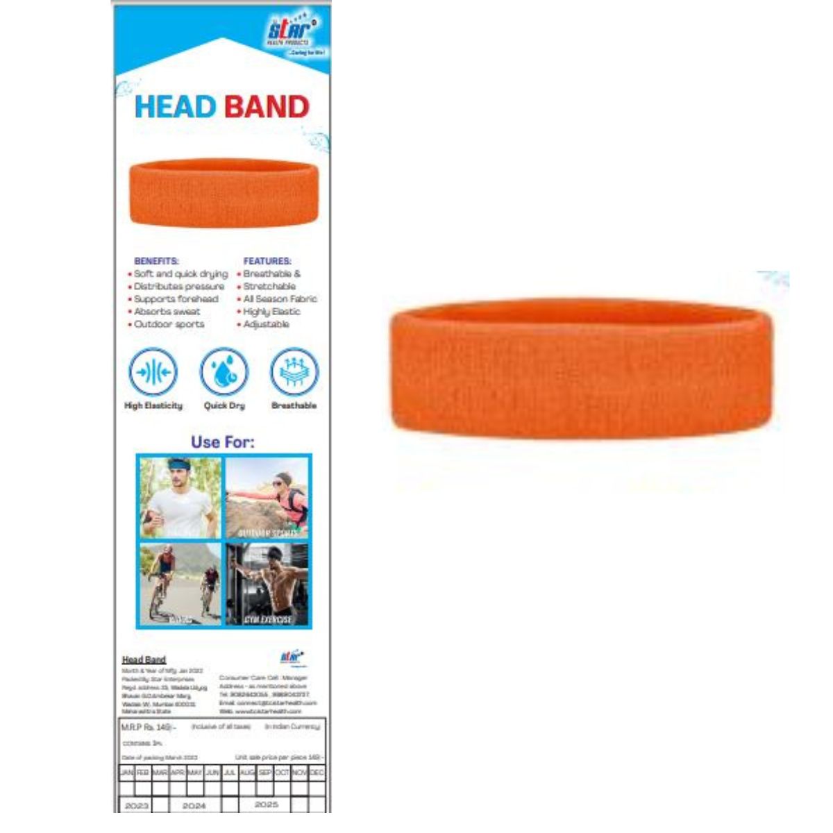 Head Sweat Band (Assorted Color)